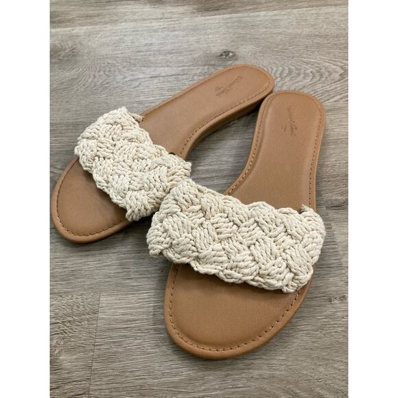 Universal Thread Women's Rosie Woven Slide Sandals Beige Size 8 Casual Spring - Picture 4 of 11